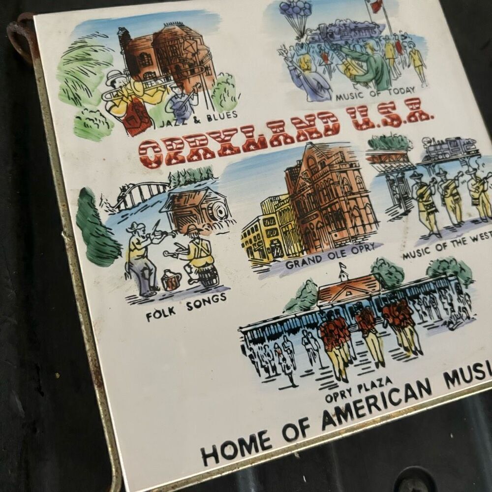 Opryland U.S.A. Home Of American Music Vintage 6”x6” Ceramic Tile Pot Holder - Picture 3 of 9